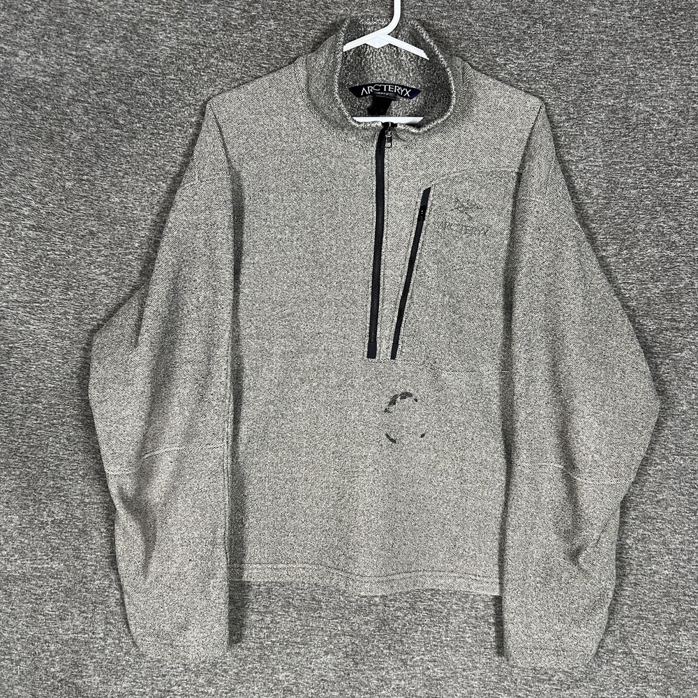 Arc'teryx Pullover Mens XXL Gray Covert 1/4‎ Zip Fleece Sweater Top Hiking